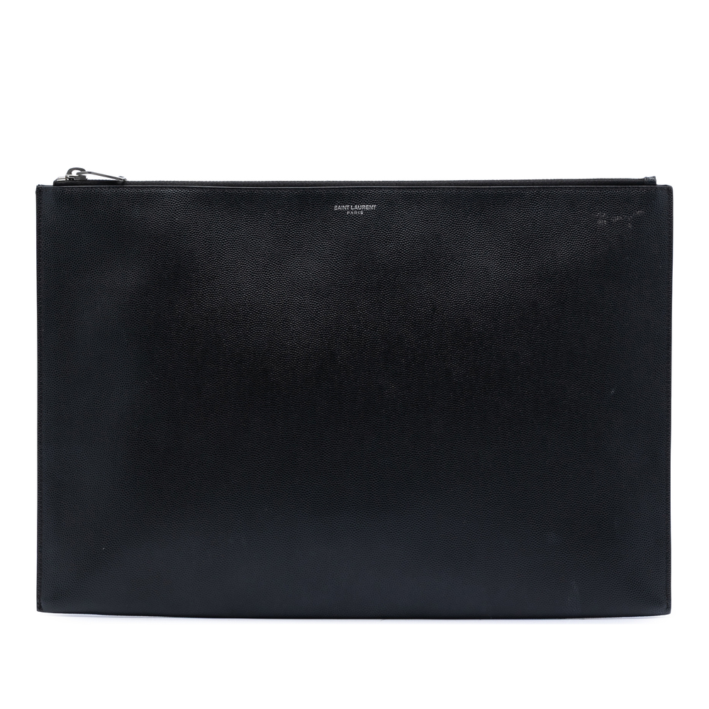 Pre-Loved Saint Laurent Grain De Poudre Zip Document Holder